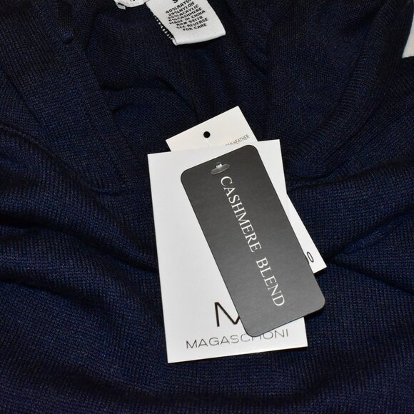 Magaschoni Cashmere Blend Pullover Hoodie Sweater Deep Navy Blue Size S - Picture 4 of 10